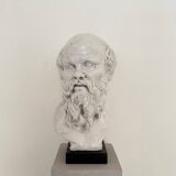 White Bust of Socrates, 1940, Plaster on a Black Marble Base