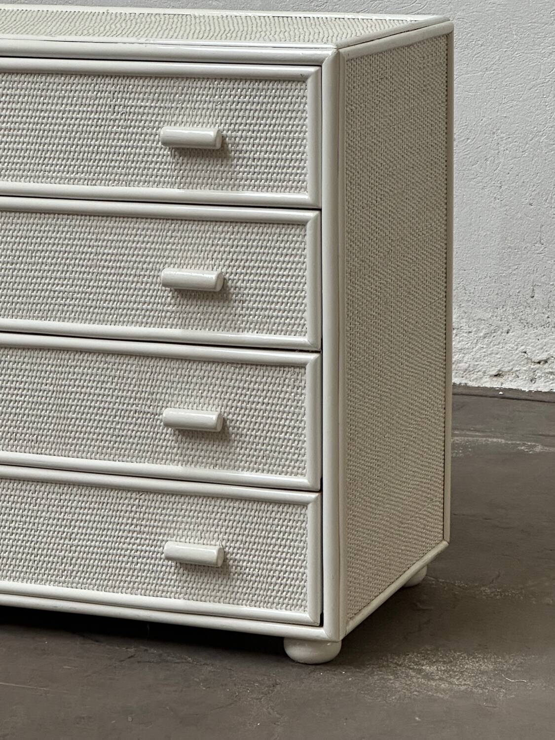 White rattan chest of drawers