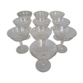 10 coupes anciennes à champagne en cristal