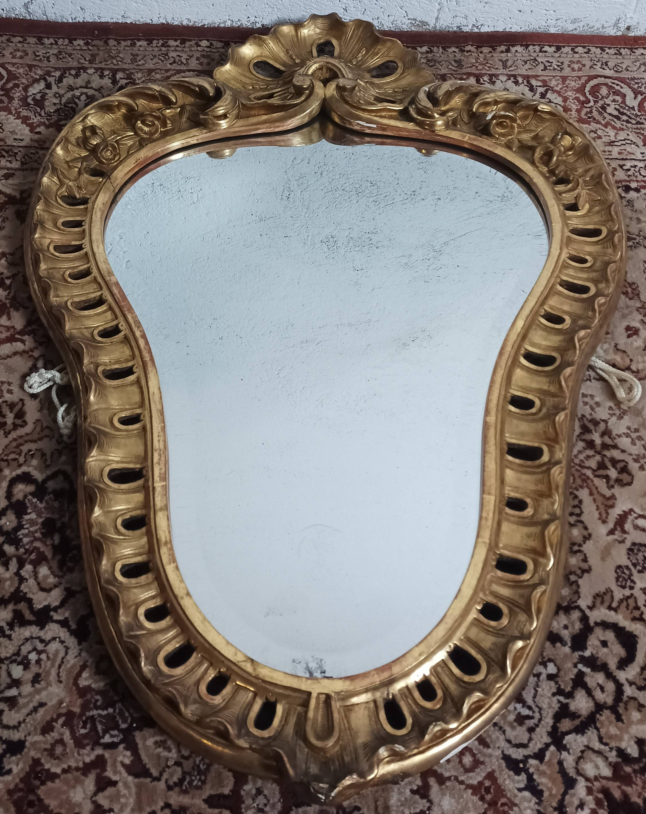 Louis XV style gilded carved wooden mirror