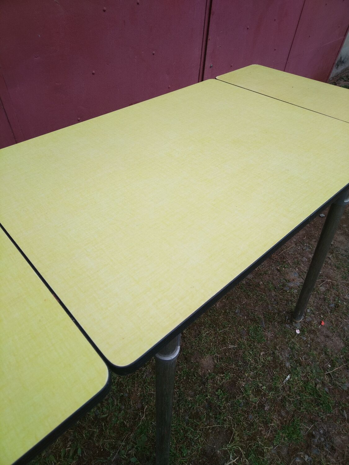 Yellow formica table with extensions