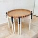 Vintage coffee table wood and rattan 1960