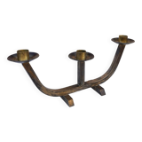 Brass candlestick in brutalist style, Austria 1970s.