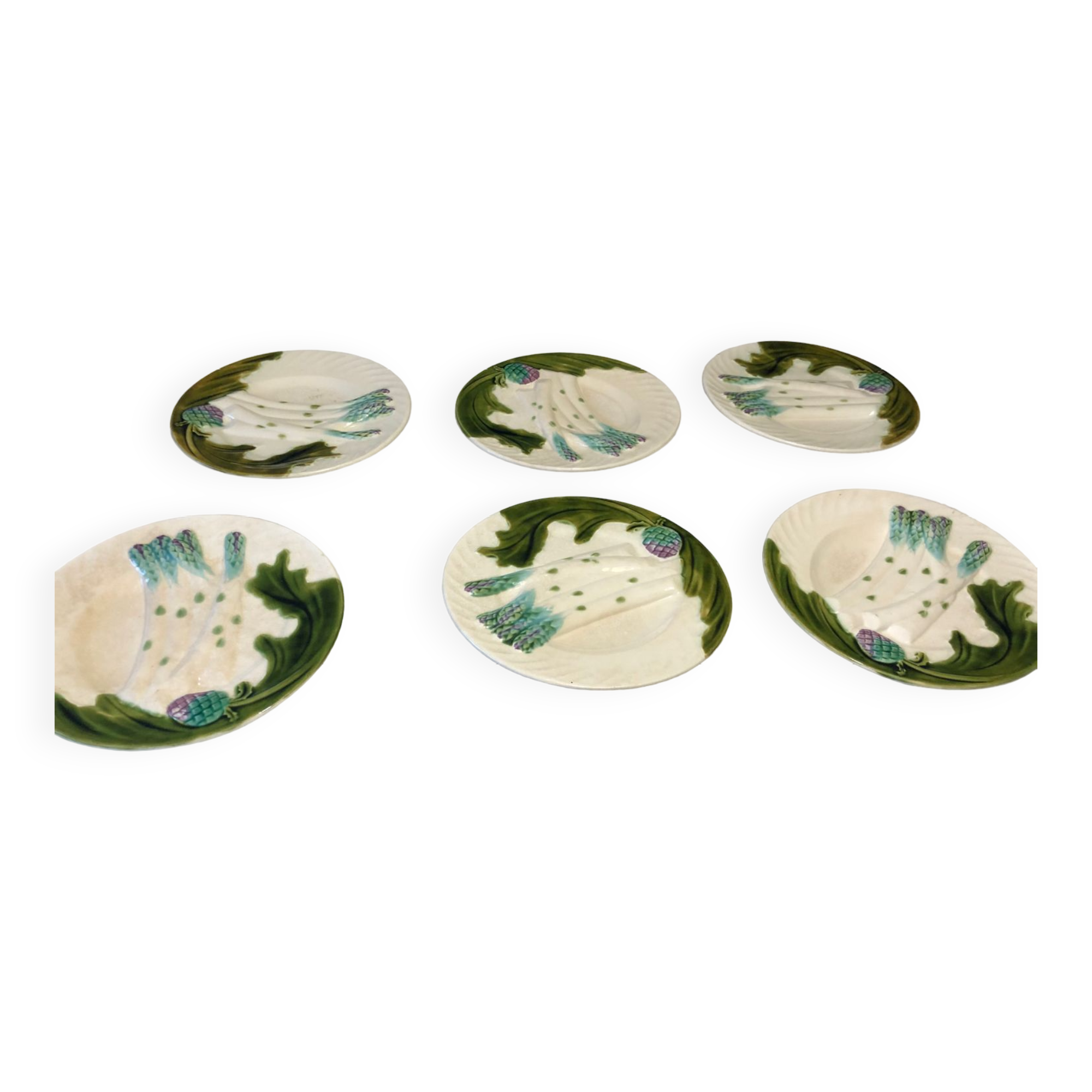 6 old Salins asparagus plates