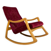 Fauteuil à bascule en bois courbé du milieu du siècle par TON, Tchécoslovaquie, années 1960