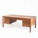 Large vintage two-seater desk. Solid chestnut wood. Restored. France, 1940s