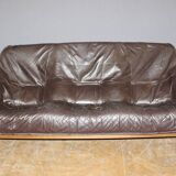 Brutalist Leather Sofa circa 1970