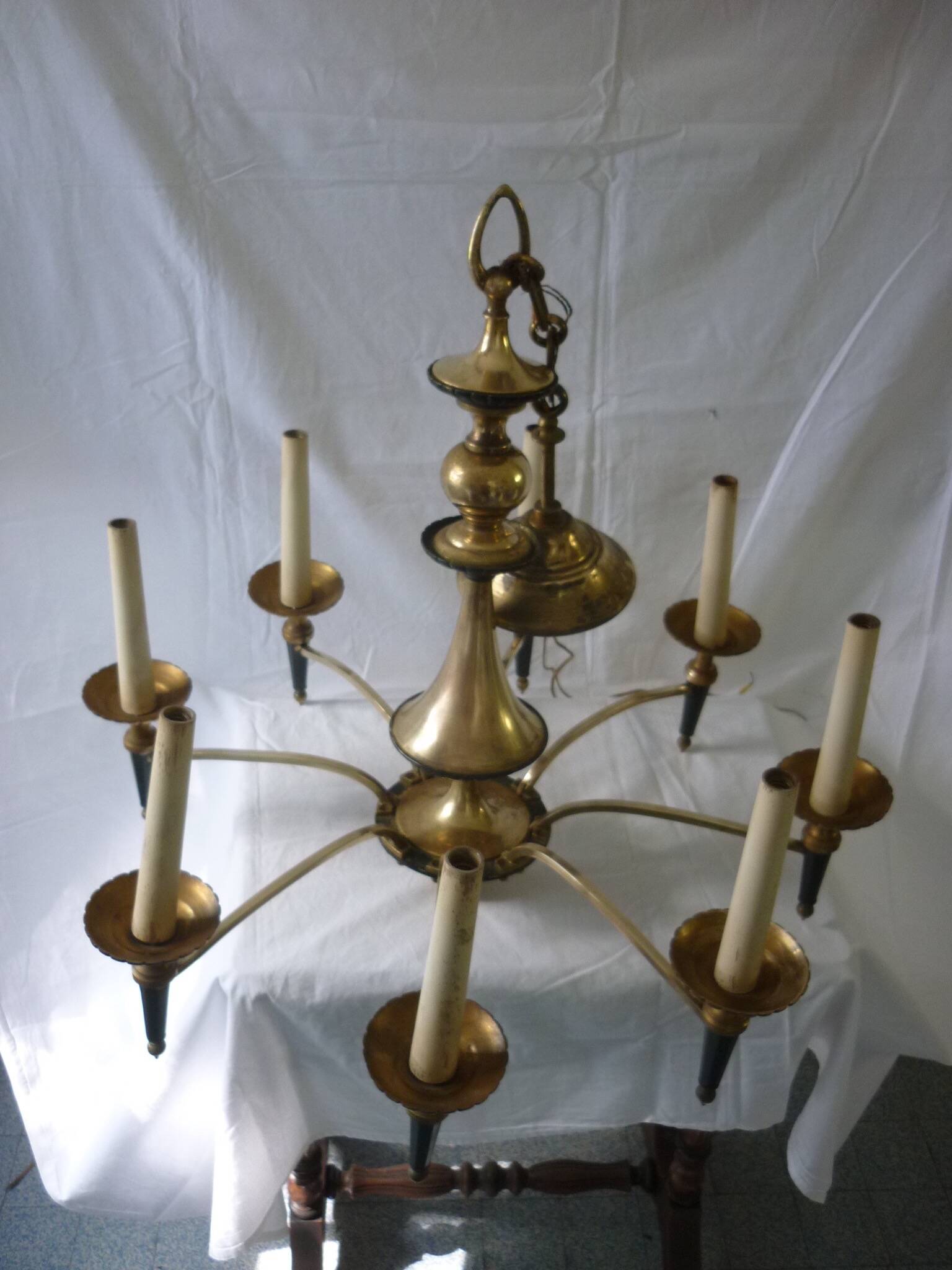 Empire chandelier in bronze and gilded brass