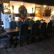 Monastery table - 9 chairs and 2 Louis XIII oak armchairs.