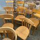 Set of 10 mismatched bistro restaurant chairs 1960 curved wood brasserie