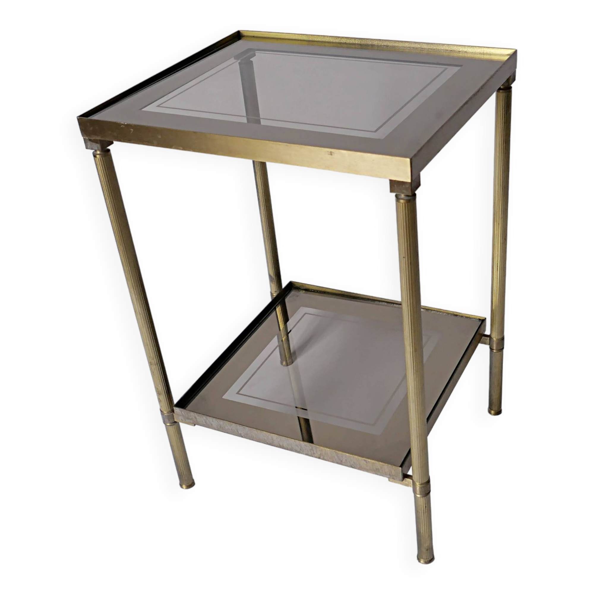 saddle table in brass smoked glass mirror old vintage Jansen house