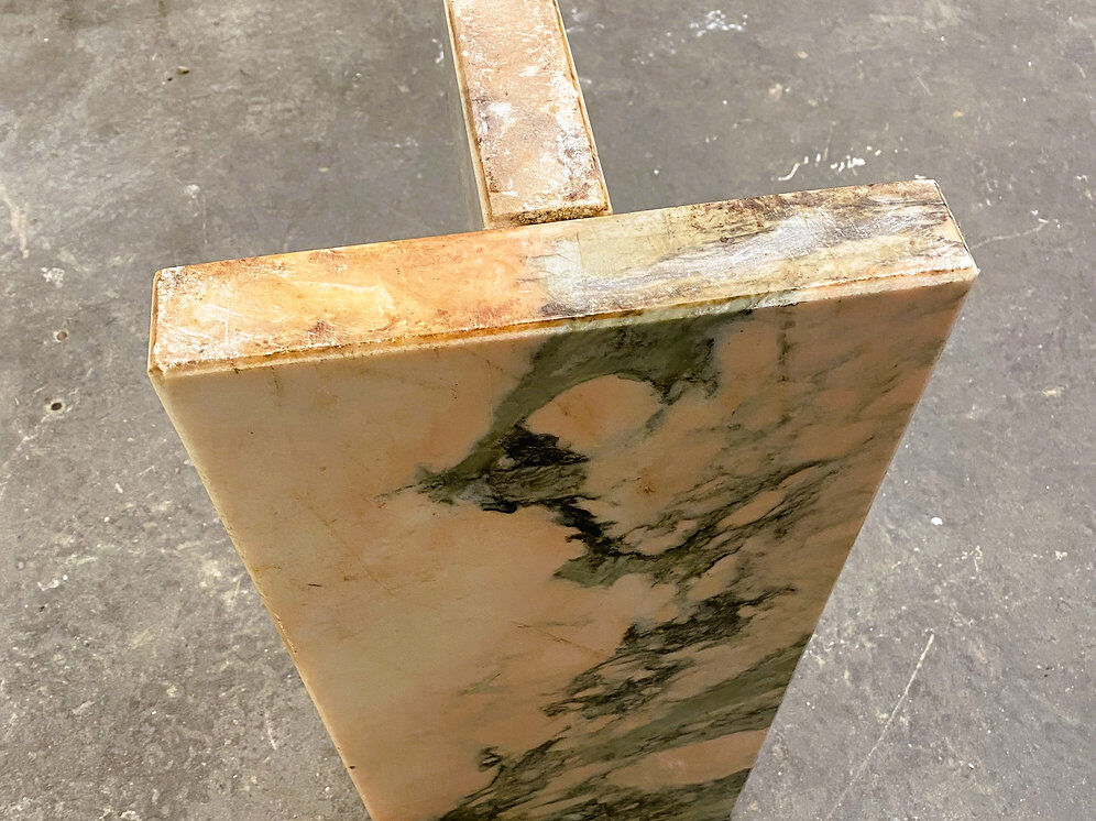 Blush pink octagonal Italian marble dining table 1970s - Italian stone dining table