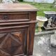 Antique walnut confiturier in Louis XIII style with diamond point panel.