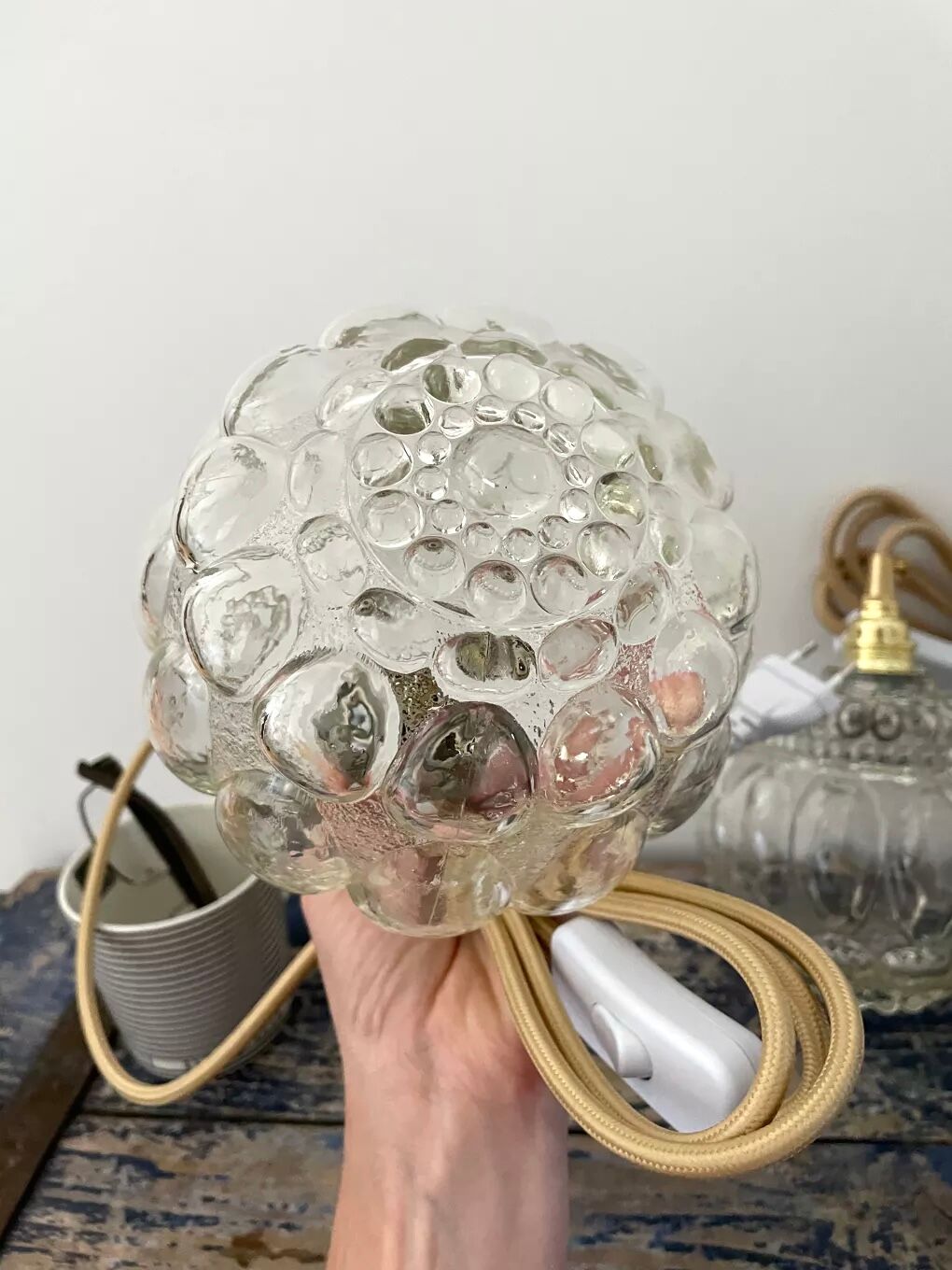Set of two new electrified bubble globe lamps