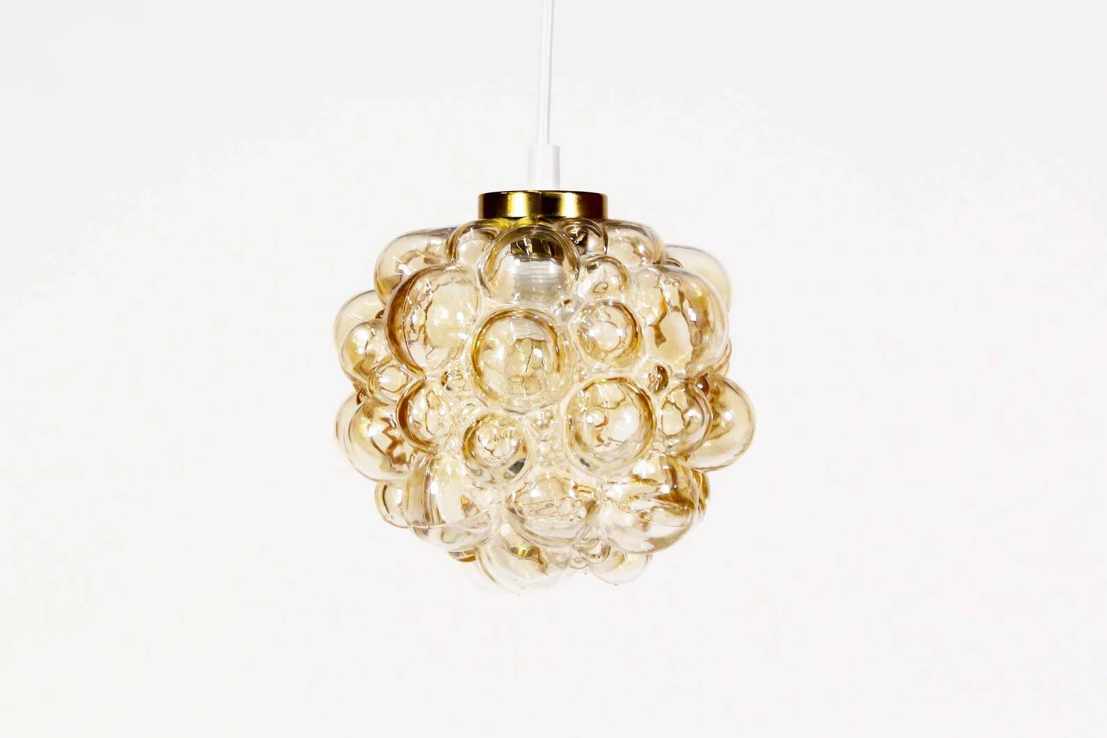 Small amber bubble glass pendant lights by Helena Tynell for Glashutte Limburg