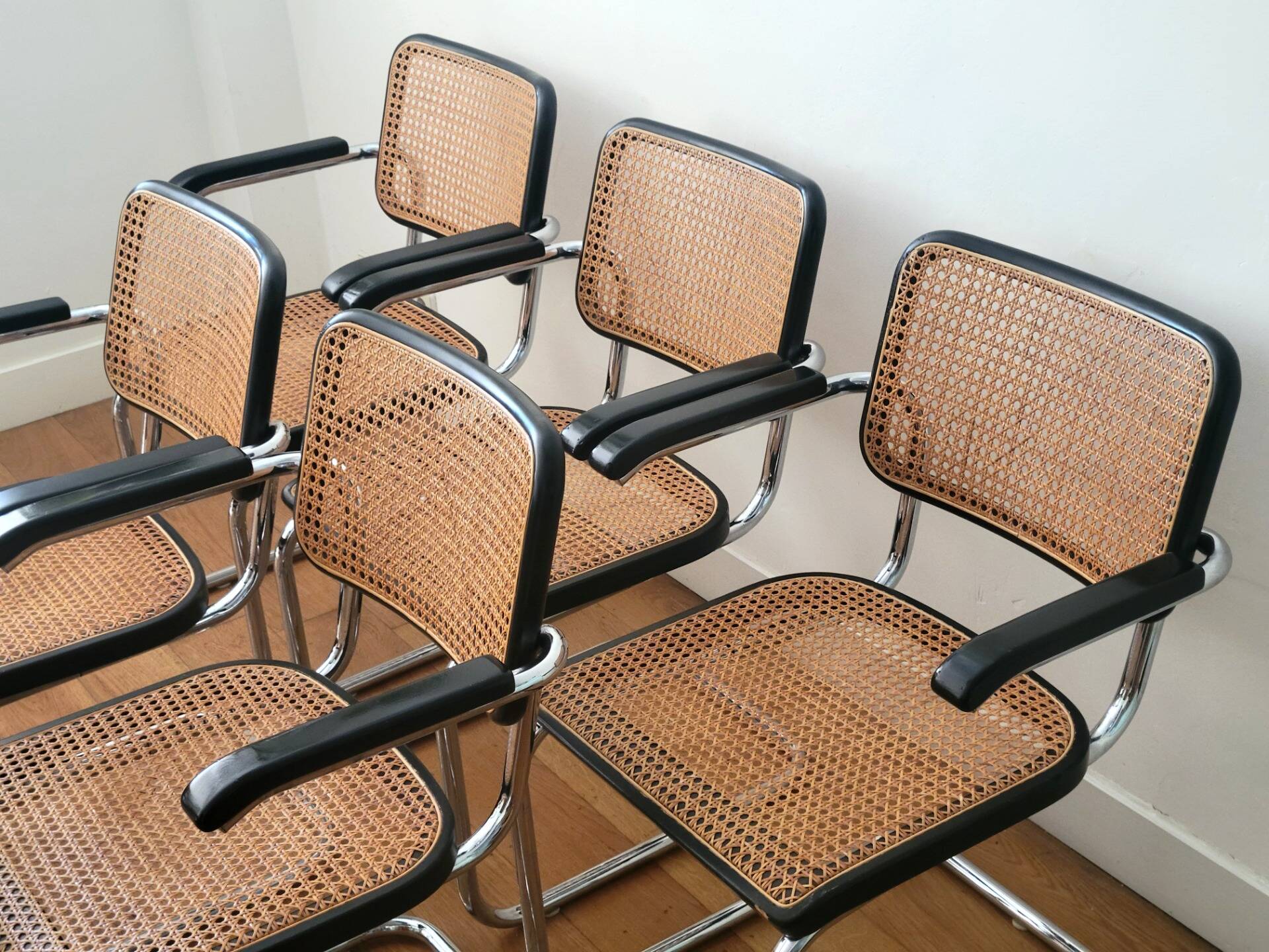 Ensemble de 6 chaises Thonet S64, Marcel Breuer, Thonet Allemagne, 1992