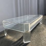 Coffee Table Design Marc Micoud Plexiglas/Lucite and Glass - 1980