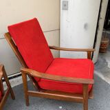 Pair of 70's Scandinavian style teak armchairs