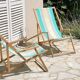 Transat pliant en bois et toile vintage