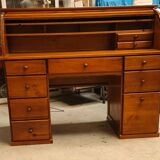 American cylinder desk or Roll Top Desk, solid pine, 10 drawers, good condition 140x60
