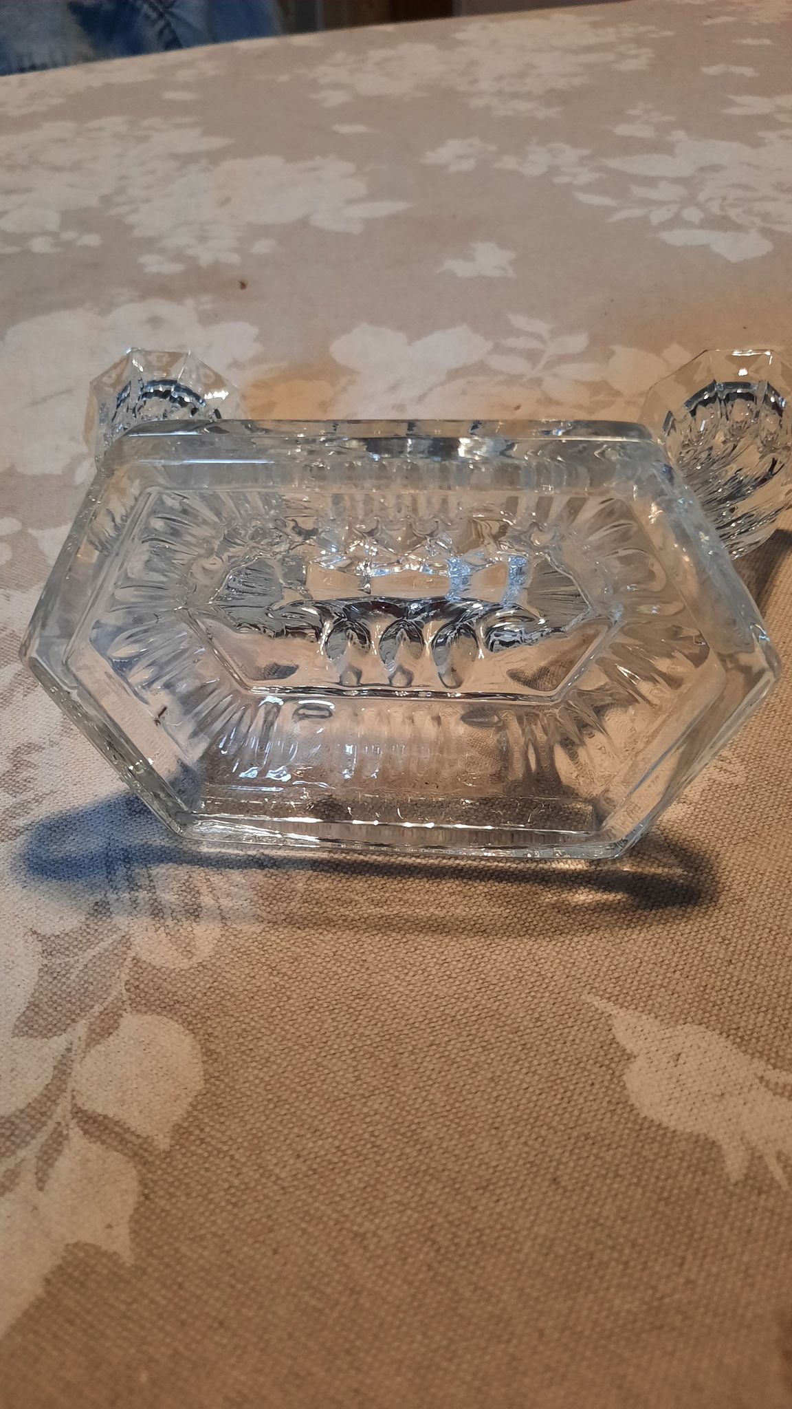Pair of glass candle holders
