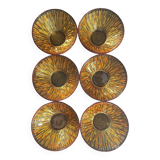 6 vintage amber glass bowls