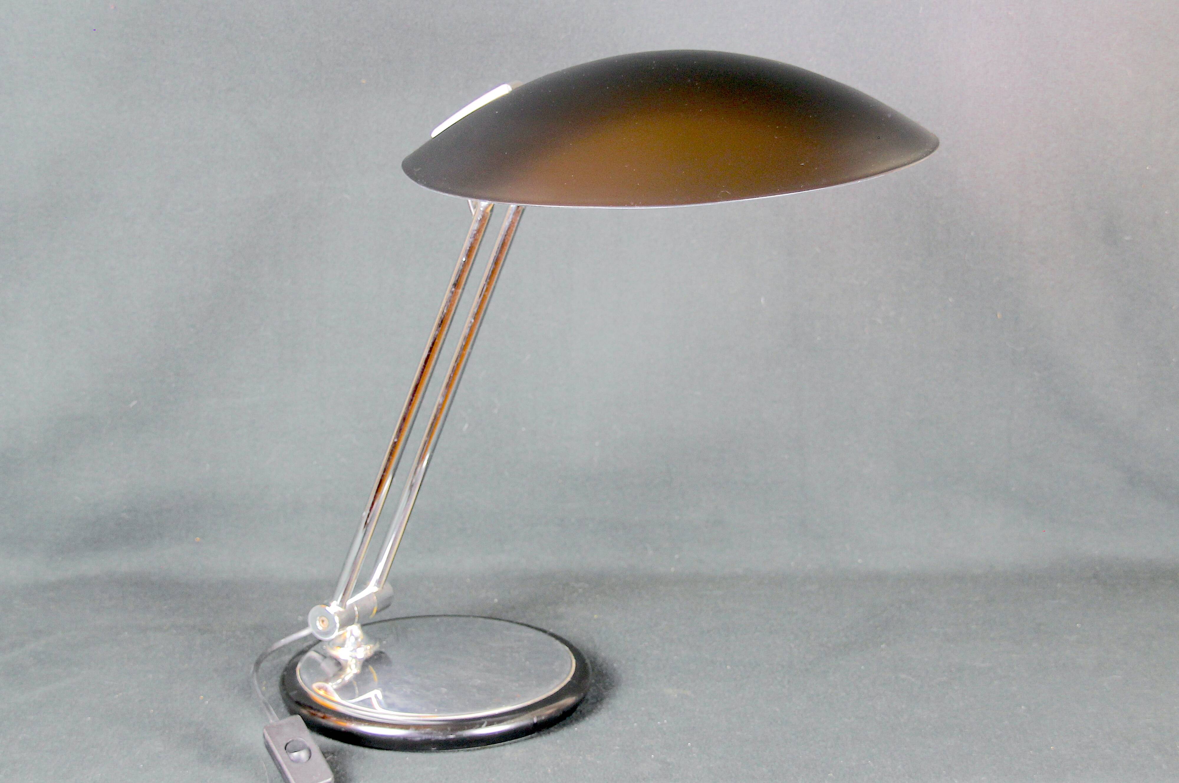Aluminor, Desk lamp, black and chrome, Modern Space Age, 1970s