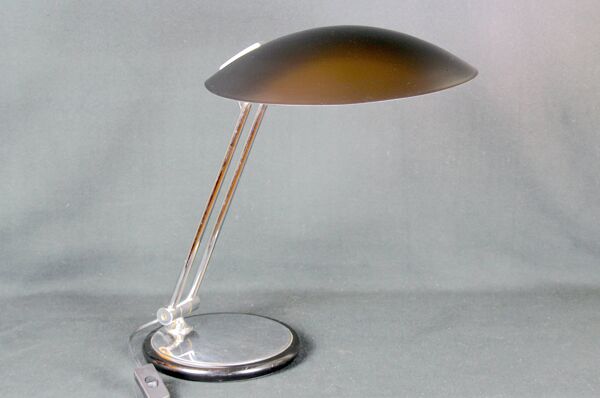 Aluminor, Lampe de bureau, noire et chromée,  Modern Space Age, années 1970