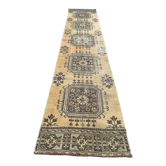 Distressed turkish runner 350x75 cm wool vintage tribal rug