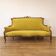 Art Nouveau walnut and mustard velvet sofa