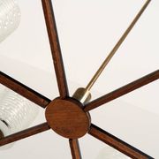 Vintage Philips 6-Light Chandelier in Brass, Teak & Black Metal