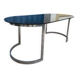 Dining Table in Chrome and Smoked Glass by Milo Baughman, 197