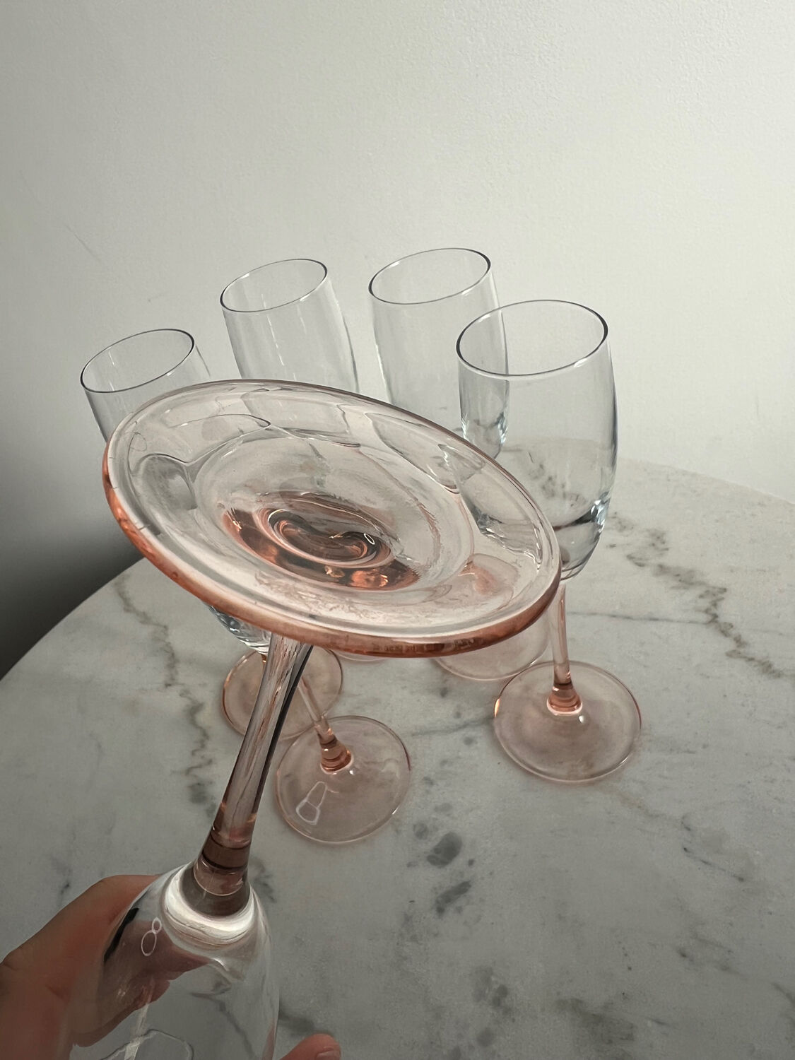 6 vintage rose champagne flutes