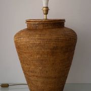 Hand-Woven Rattan Table or Floor Lamp, Burma/Myanmar, Oversized, 1980s
