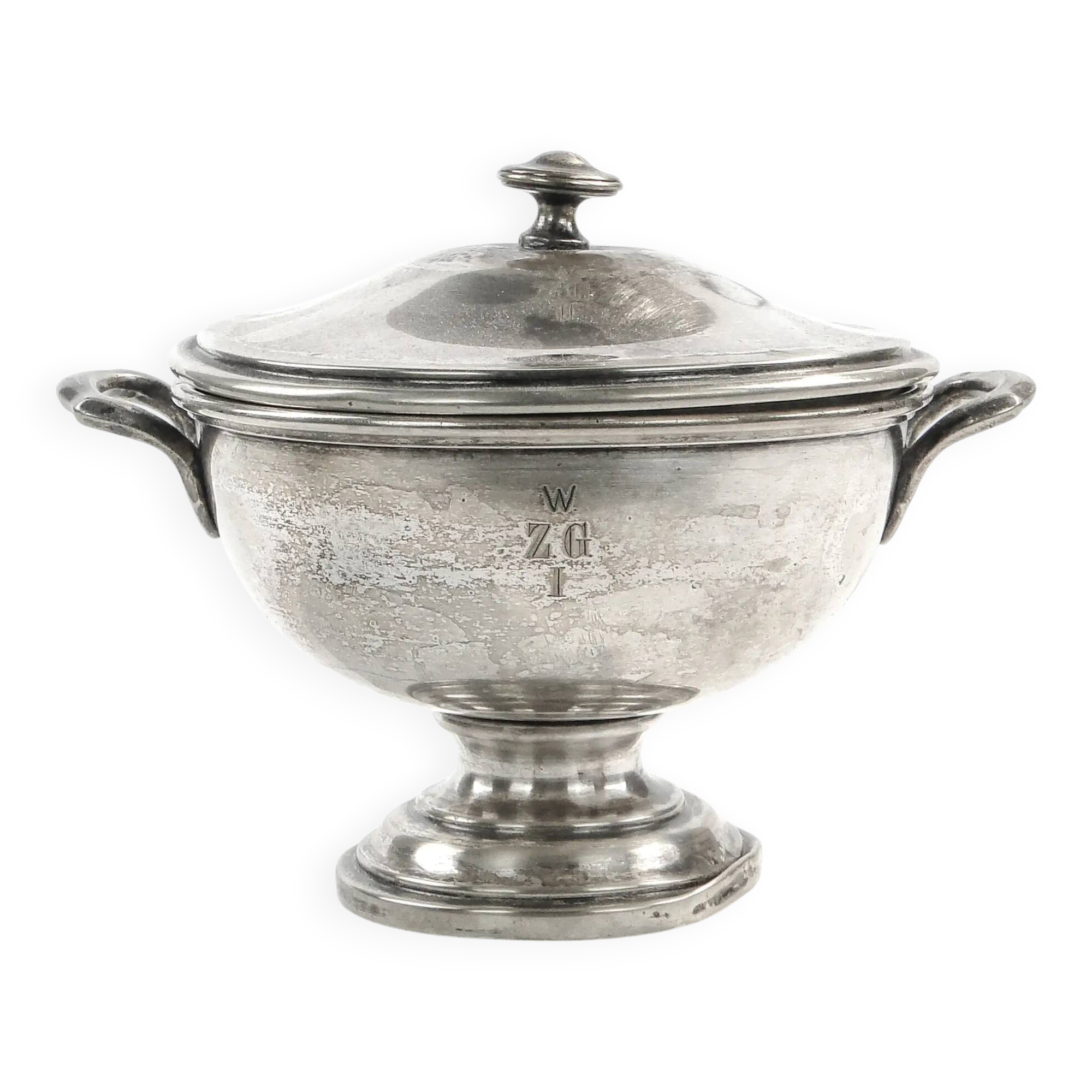 Soup tureen, Art Deco, silver-plated brass, Norblin, Poland, 1930s