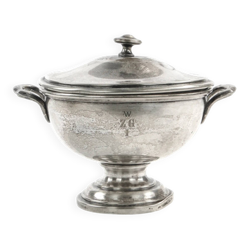 Soup tureen, Art Deco, silver-plated brass, Norblin, Poland, 1930s