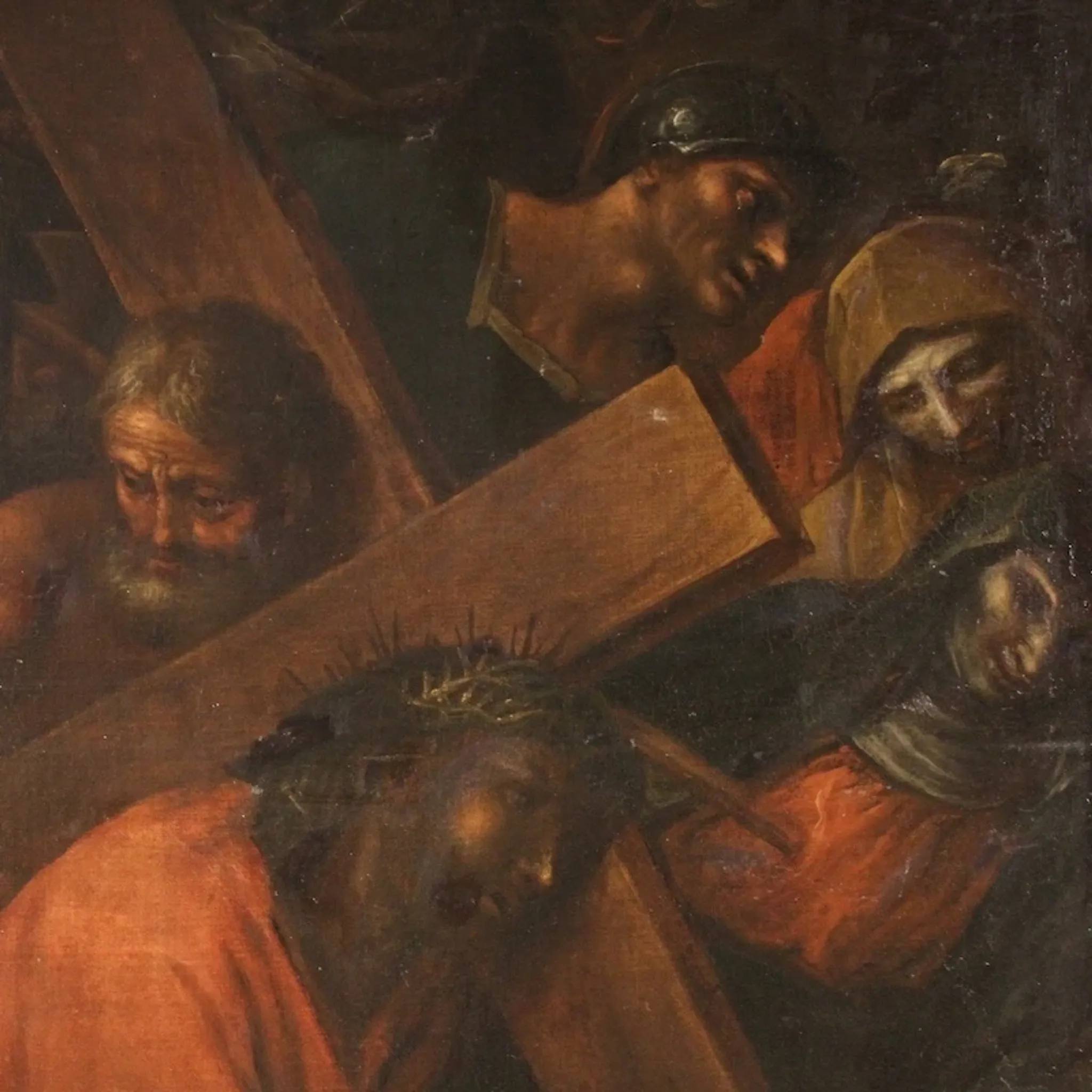 Antique Italian painting The Way of the Cross