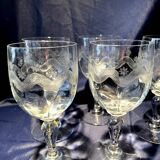Set of 6 water glasses in engraved glass vierzon emma model