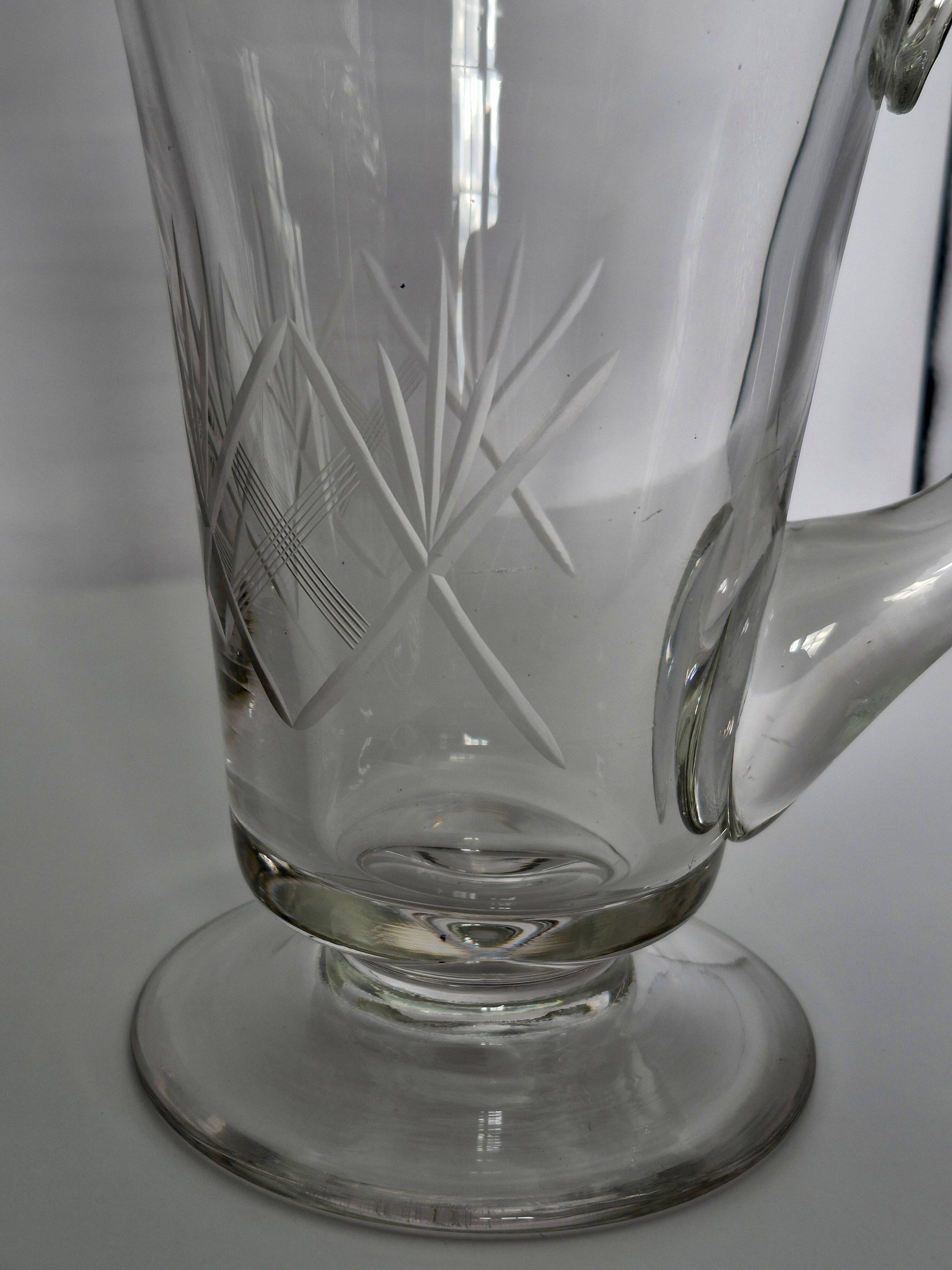 Cut crystal water jug from Fains – 21 cm – vintage