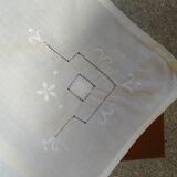 Embroidered white square tablecloth