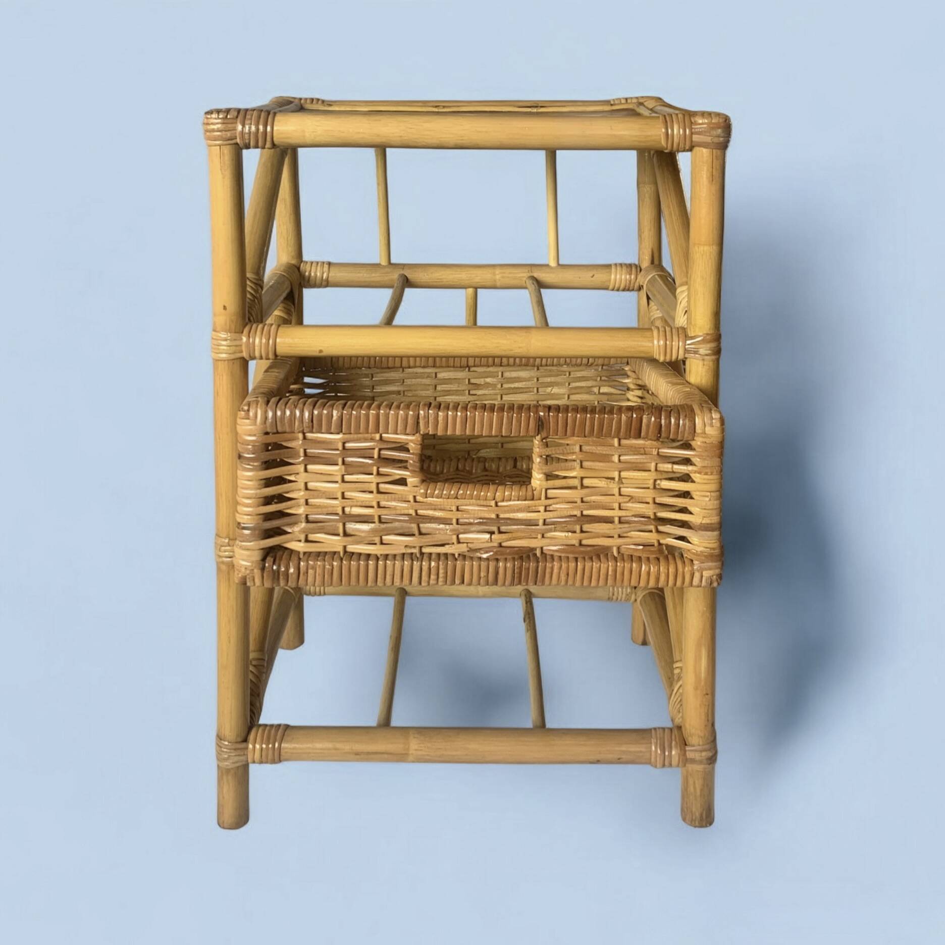 Vintage rattan and bamboo chest of drawers