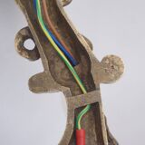 Paire d'appliques murales Art Nouveau antiques en bronze doré à fleurs de lys et feuillages, années 1890, françaises, recâblées