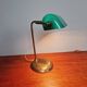 Banker's lamp in brass and green opaline, 1930s