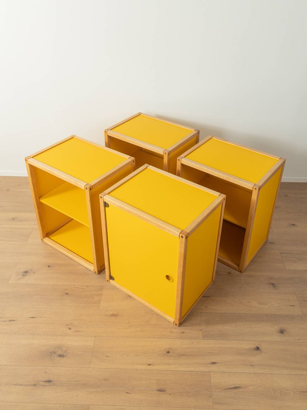 Flötotto modular system, 1970s, yellow, beech, four-piece