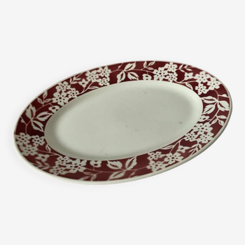 Oval porcelain serving dish stamped Digoin, “Tahiti” model