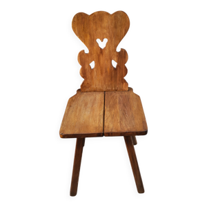 Chaise folk en bois massif, 1960