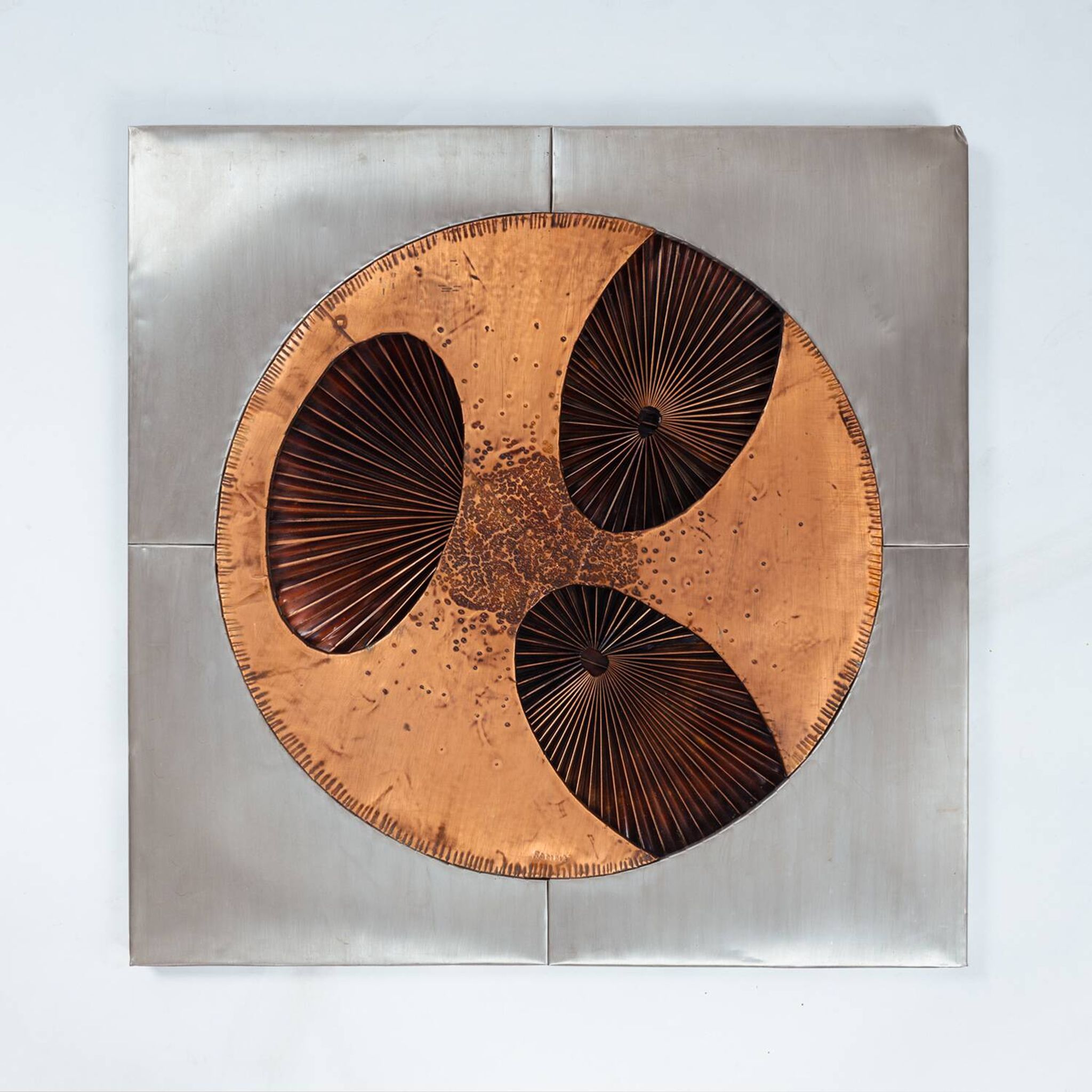 Brutalist mixed metal artwork by Sammy Tsui, 1960s