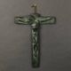 20th century bronze crucifix with green patina in the style of the Haute Epoque