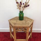 Hexagonal coffee table in bamboo and rattan
