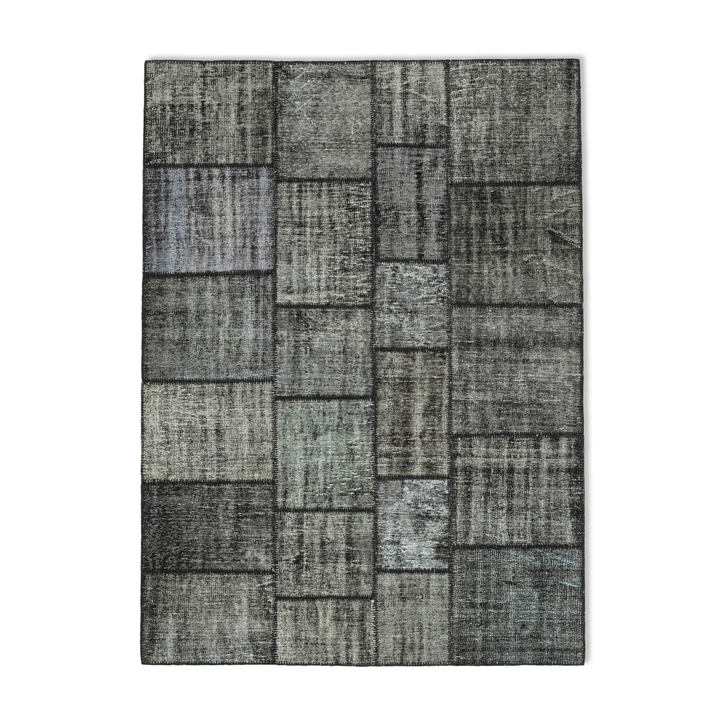Handwoven turkish contemporary 176 cm x 245 cm black patchwork rug